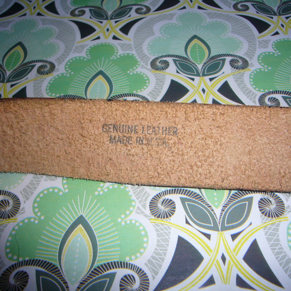 Beth Frank Brown Black Tooled Quality Leather Belt Inlay Pearl Floral Buckle main image 13